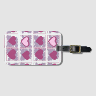 Pink Hearts and Squares Love Xoxo Luggage Tag