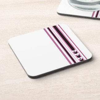 Pink Hearts and Stripes Coasters