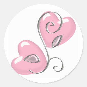 Pink Hearts and Vine Stickers