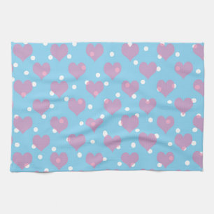 Pink hearts and white polka dots kitchen towel