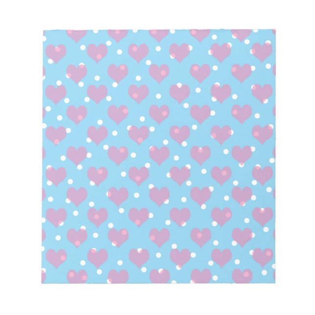 Pink hearts and white polka dots notepad (Front)