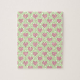 Pink hearts and white polka dots pattern jigsaw puzzle
