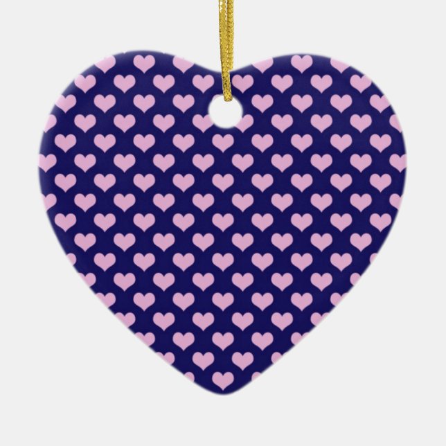 Pink Hearts Art Ceramic Ornament (Front)