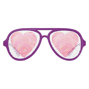 Pink Hearts Aviator Sunglasses