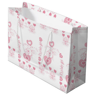 Pink Hearts Baby Shower Large Gift Bag