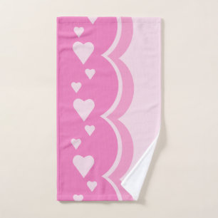 Pink Hearts Bath Towel Set