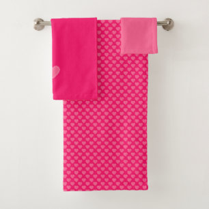 Pink Hearts Bath Towel Set