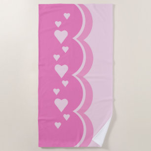 Pink Hearts Beach Towel
