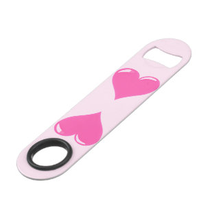 Pink Hearts Bottle Opener Bar Key