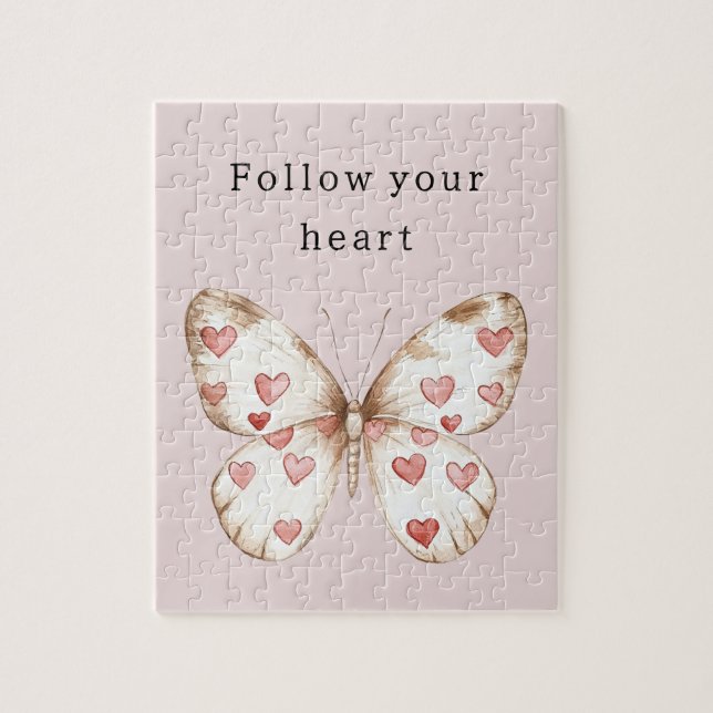 Pink Hearts Butterfly Jigsaw Puzzle (Vertical)