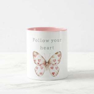 Pink Hearts Butterfly Mug