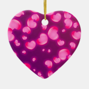 Pink Hearts Ceramic Ornament