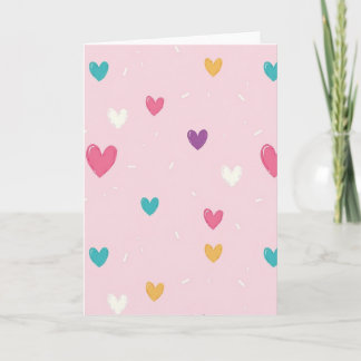 Pink Hearts Confetti Card