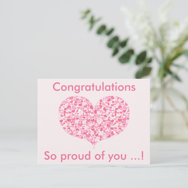 Pink Hearts | Congratulations Graduation Postcard (Standing Front)