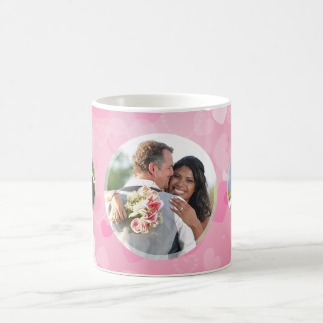 Pink Hearts Couples Add Your Own Photo Mug for Her (Center)