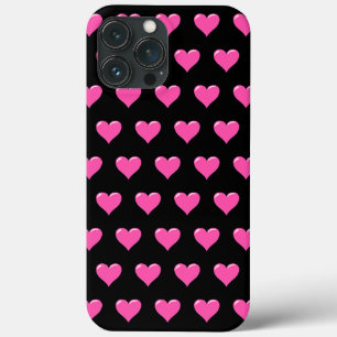 Pink Hearts Custom Colours - Black iPhone 13 Pro Max Case