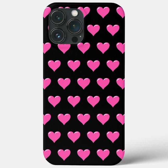 Pink Hearts Custom Colours - Black Case-Mate iPhone Case (Back)