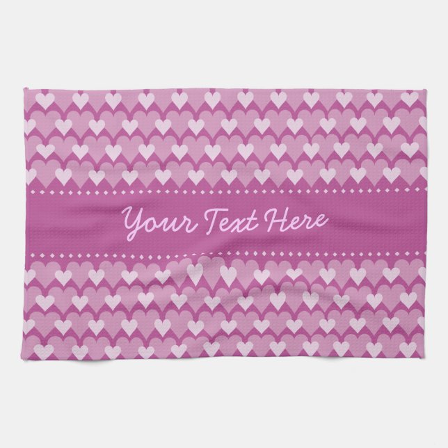 Pink Hearts custom kitchen towels (Horizontal)
