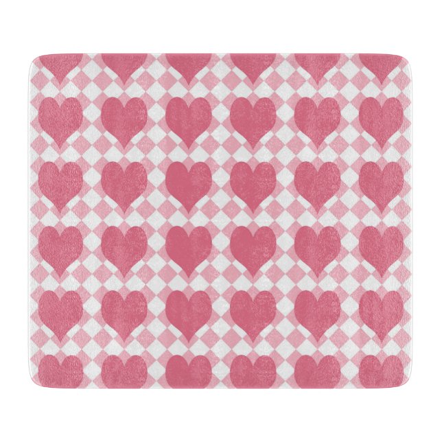 Pink Hearts Cutting Board (Front)