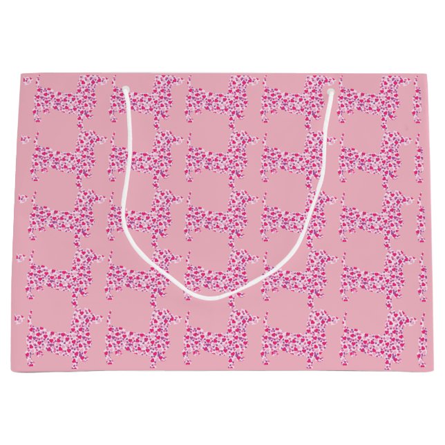 Pink Hearts Dachshund Large Gift Bag (Front)