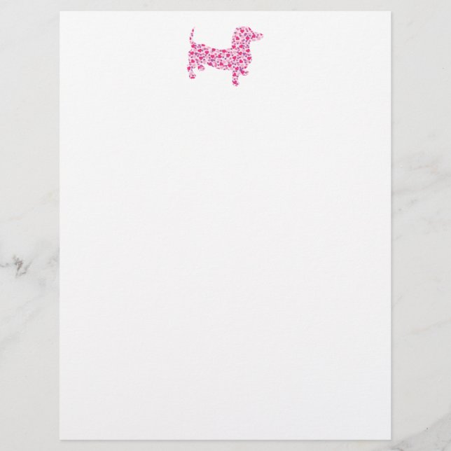 Pink Hearts Dachshund Letterhead (Front)