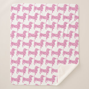 Pink Hearts Dachshunds Sherpa Blanket