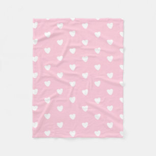 Pink Hearts  Fleece Blanket