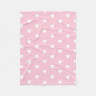 Pink Hearts  Fleece Blanket