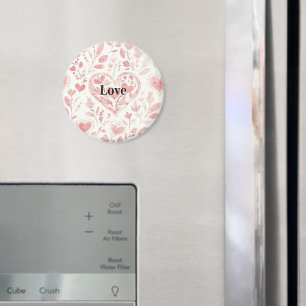 Pink Hearts Floral Love Magnet
