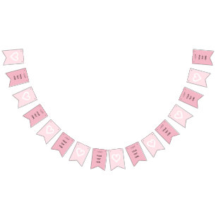 Pink Hearts girl Bachelorette Party Bunting Flags