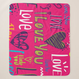 Pink Hearts: Girlish Love Pattern. Sherpa Blanket