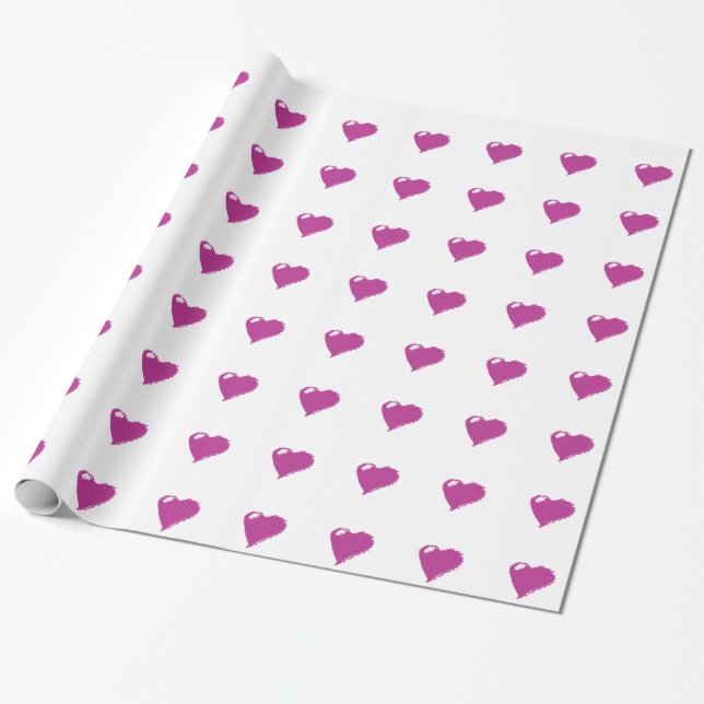 Pink Hearts Glossy Wrapping Paper (Unrolled)