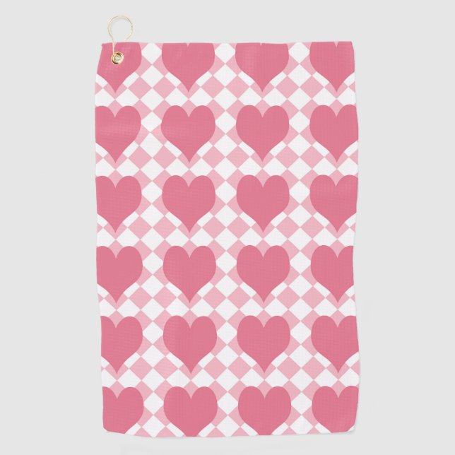 Pink Hearts Golf Towel (Front)