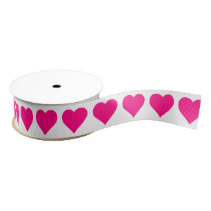 Pink hearts grosgrain ribbon