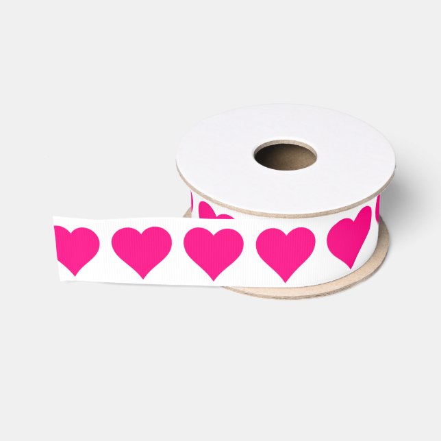 Pink hearts grosgrain ribbon (Spool)