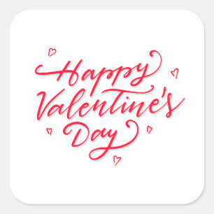 Pink Hearts Happy Valentine's Day Sticker Seal