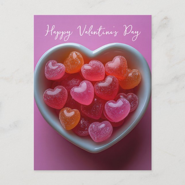 Pink hearts in shell Valentine's Day Postcard (Front)