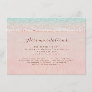 Pink hearts in the sand beach accommodations enclosure card
