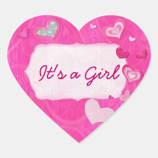 Pink Hearts Jewelled HEART PERSONALIZED Sticker (Front)