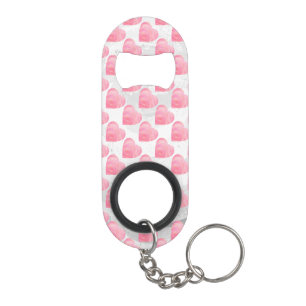 Pink Hearts Keychain Bottle Opener