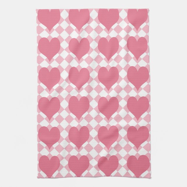Pink Hearts Kitchen Towel (Vertical)