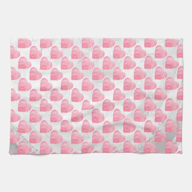 Pink Hearts Kitchen Towel (Horizontal)