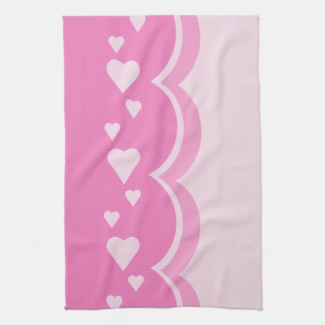 Pink Hearts Kitchen Towel (Vertical)