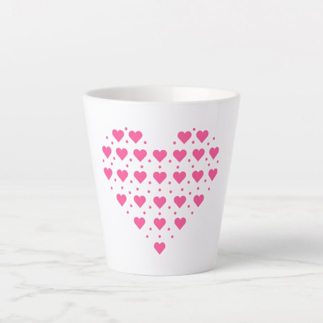 Pink Hearts Latte Mug (Front)