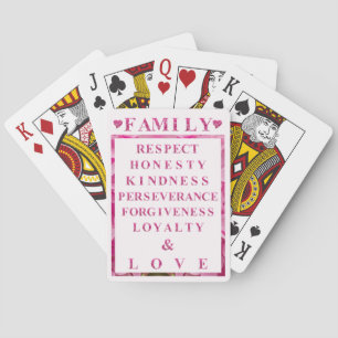 Pink Hearts & Lettering, Family Values Game Night Playing Cards