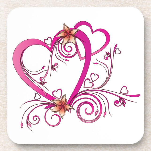 Pink Hearts Linked Coaster (Front)