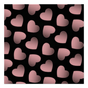 Pink hearts love art poster