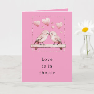 Pink Hearts Love Birds Card