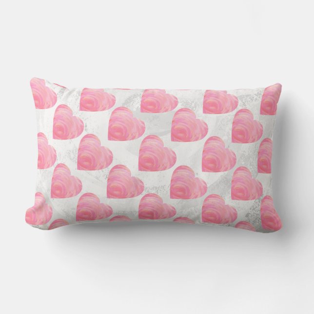 Pink Hearts Lumbar Pillow (Front)