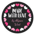 Pink Hearts Made with Love Custom Name